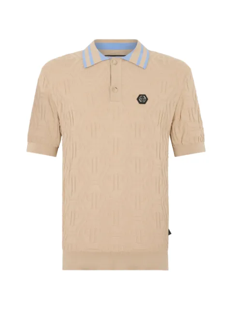 Philipp Plein jacquard monogram knitted polo shirt