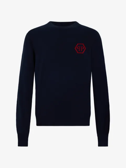 Philipp Plein jacquard hexagon roundneck knitwear