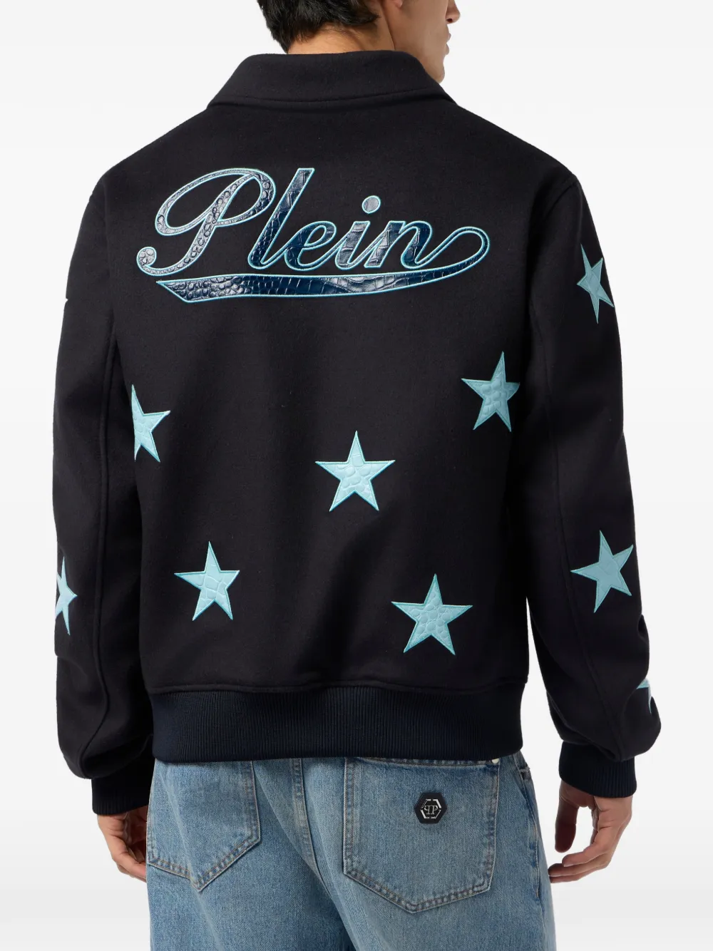 Philipp Plein Wollen shirtjack met sterrenprint Zwart