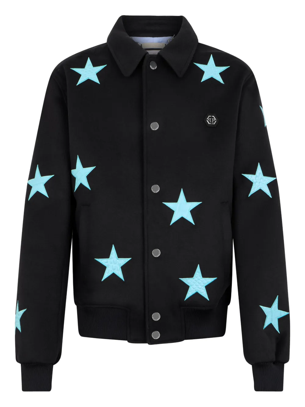 Philipp Plein Giacca-camicia in lana con stampa - Nero