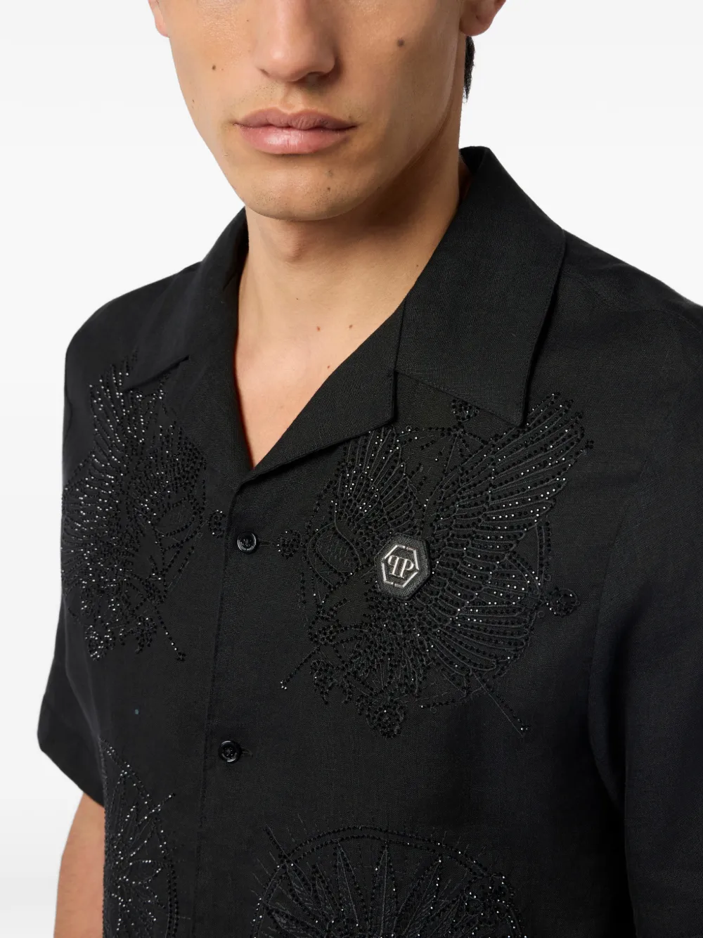 Philipp Plein overhemd met korte mouwen Zwart