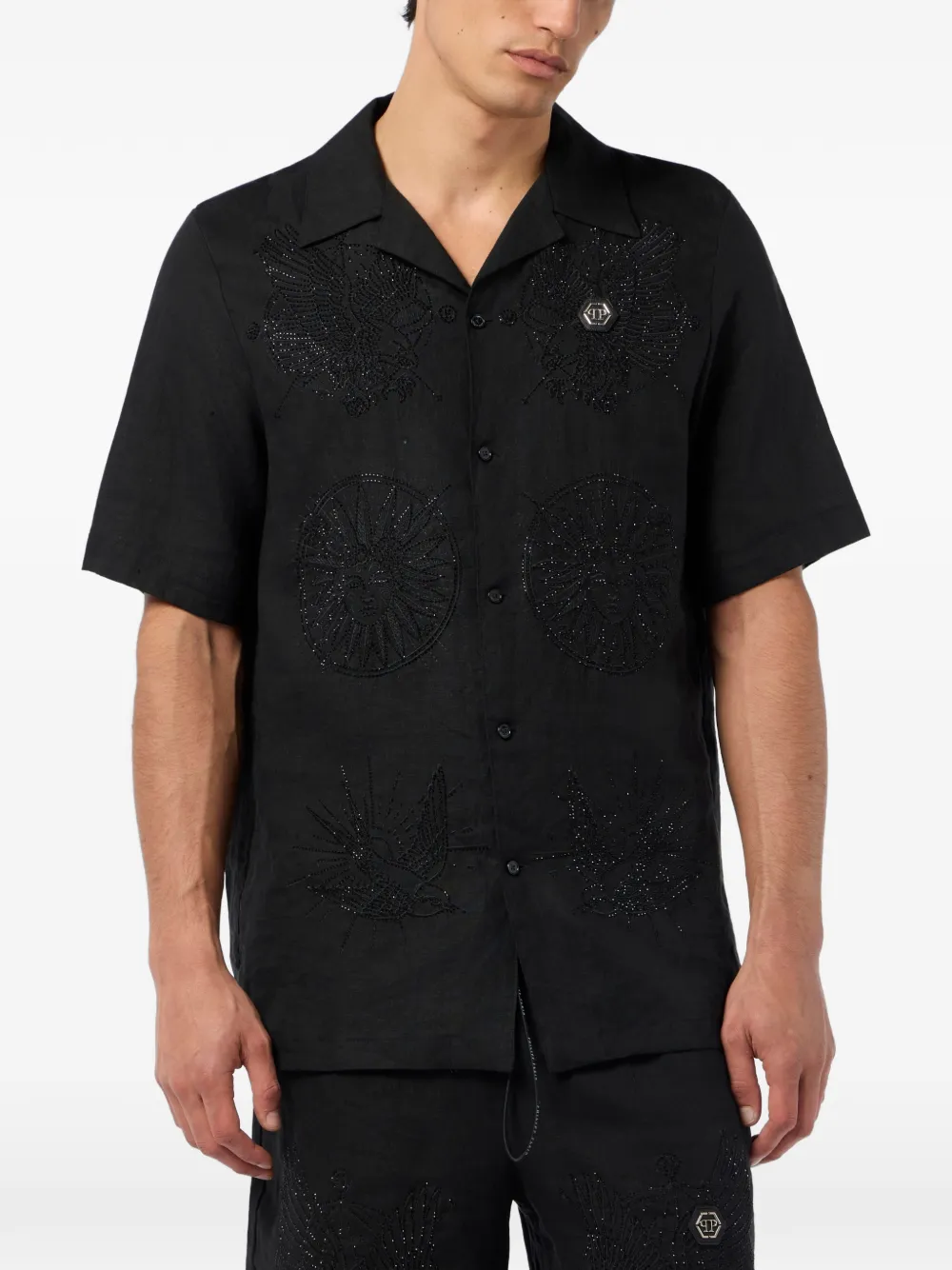 Philipp Plein overhemd met korte mouwen Zwart