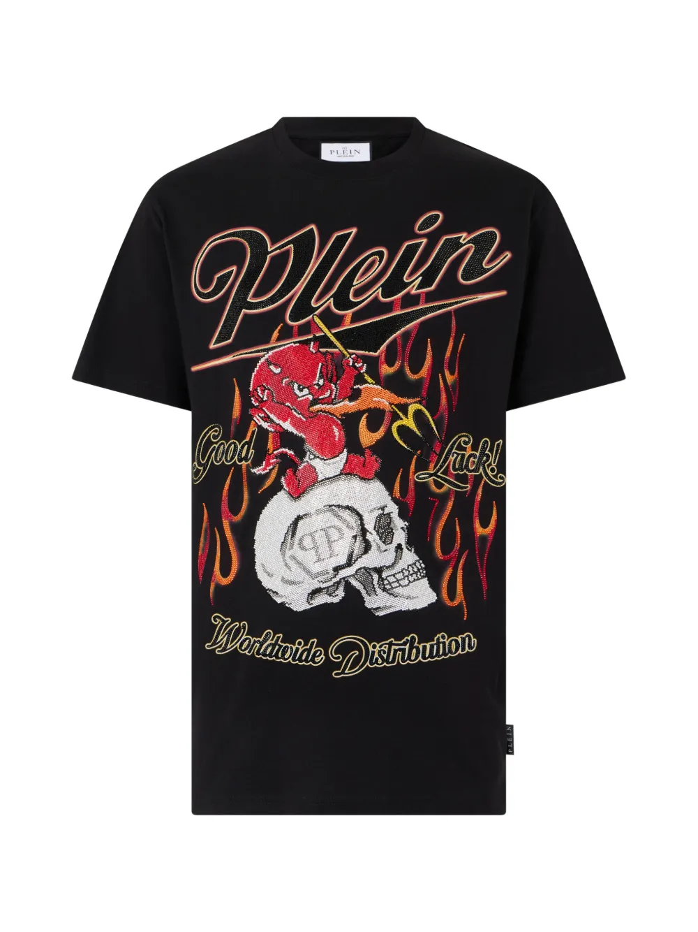 Philipp Plein rhinestone-print T-shirt - Nero