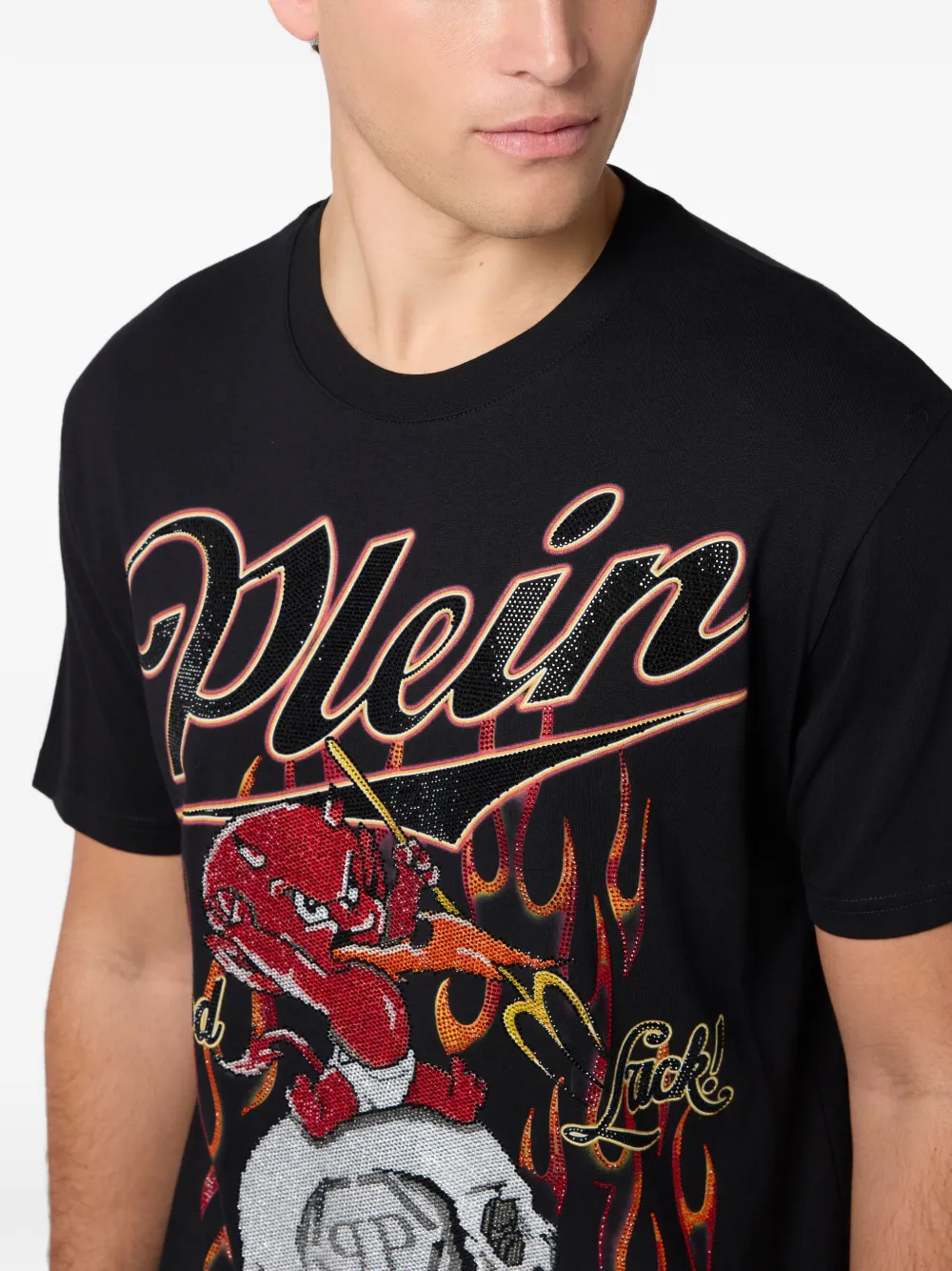 Philipp Plein T-shirt met stras print Zwart