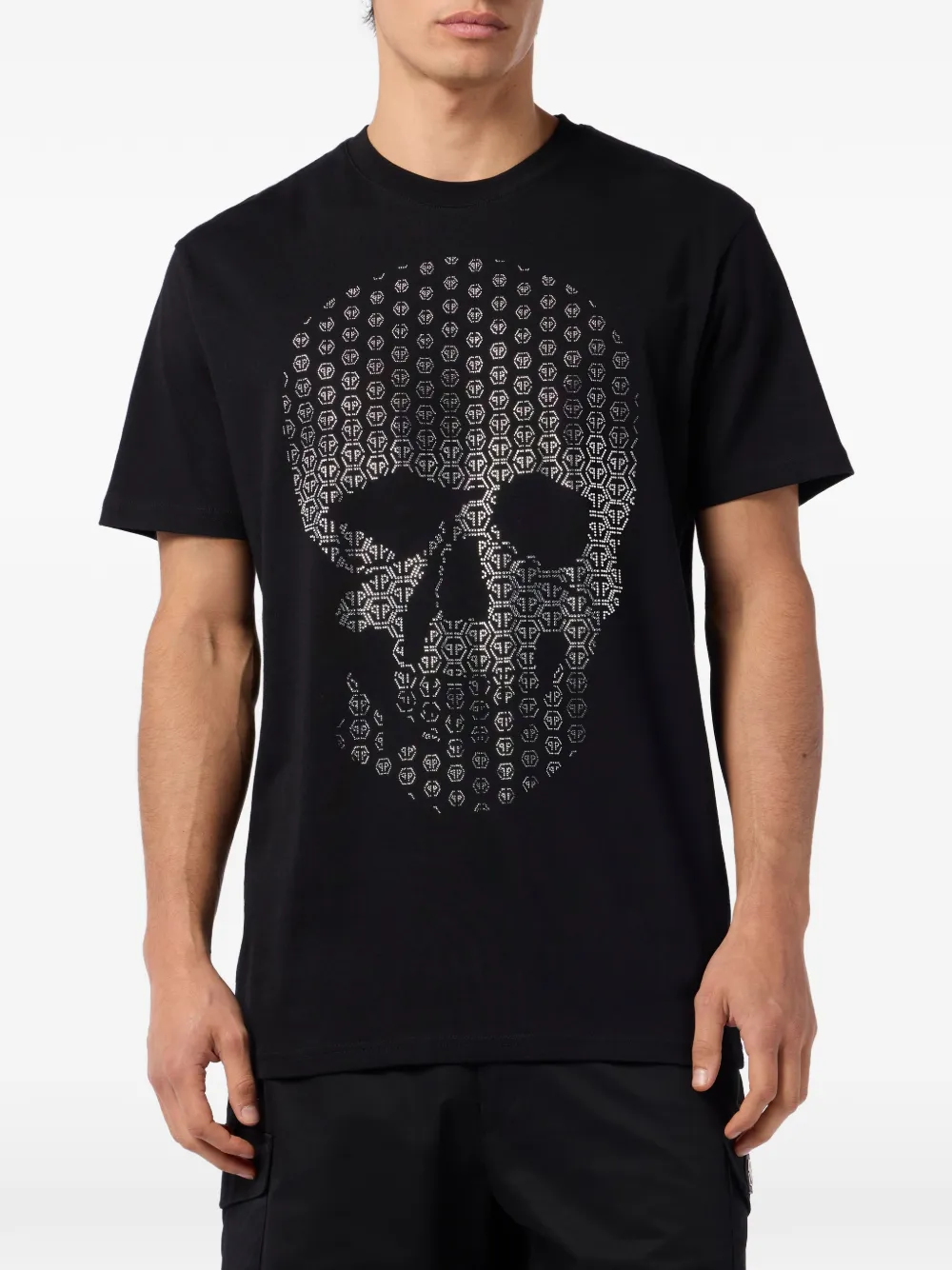 Philipp Plein rhinestone-skull T-shirt - Zwart
