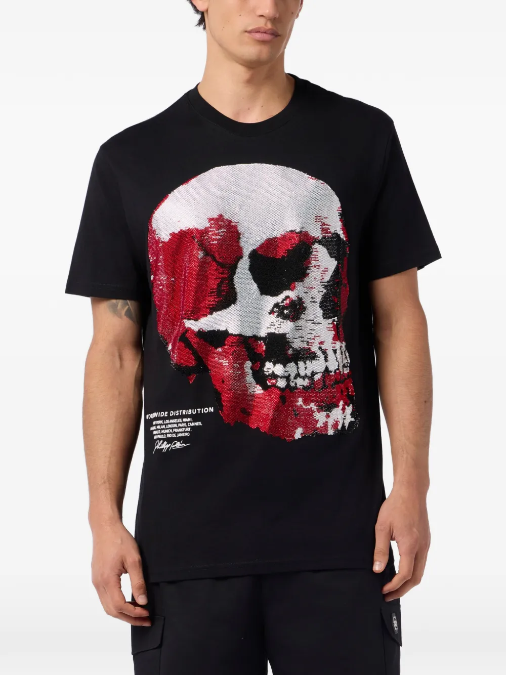 Philipp Plein rhinestone-skull T-shirt - Zwart