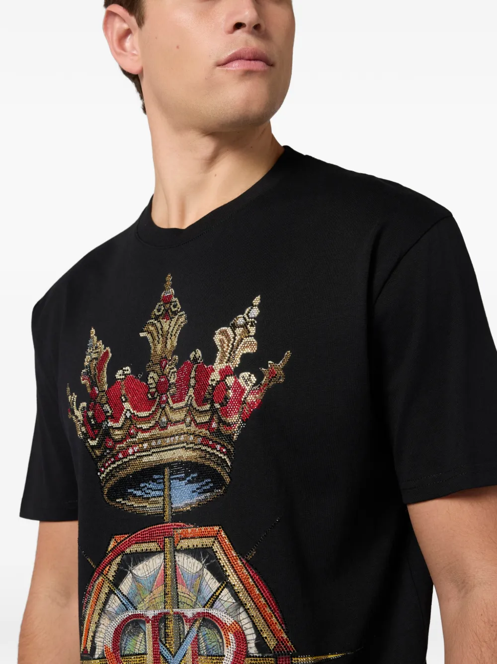Philipp Plein T-shirt met ronde hals en stras Zwart