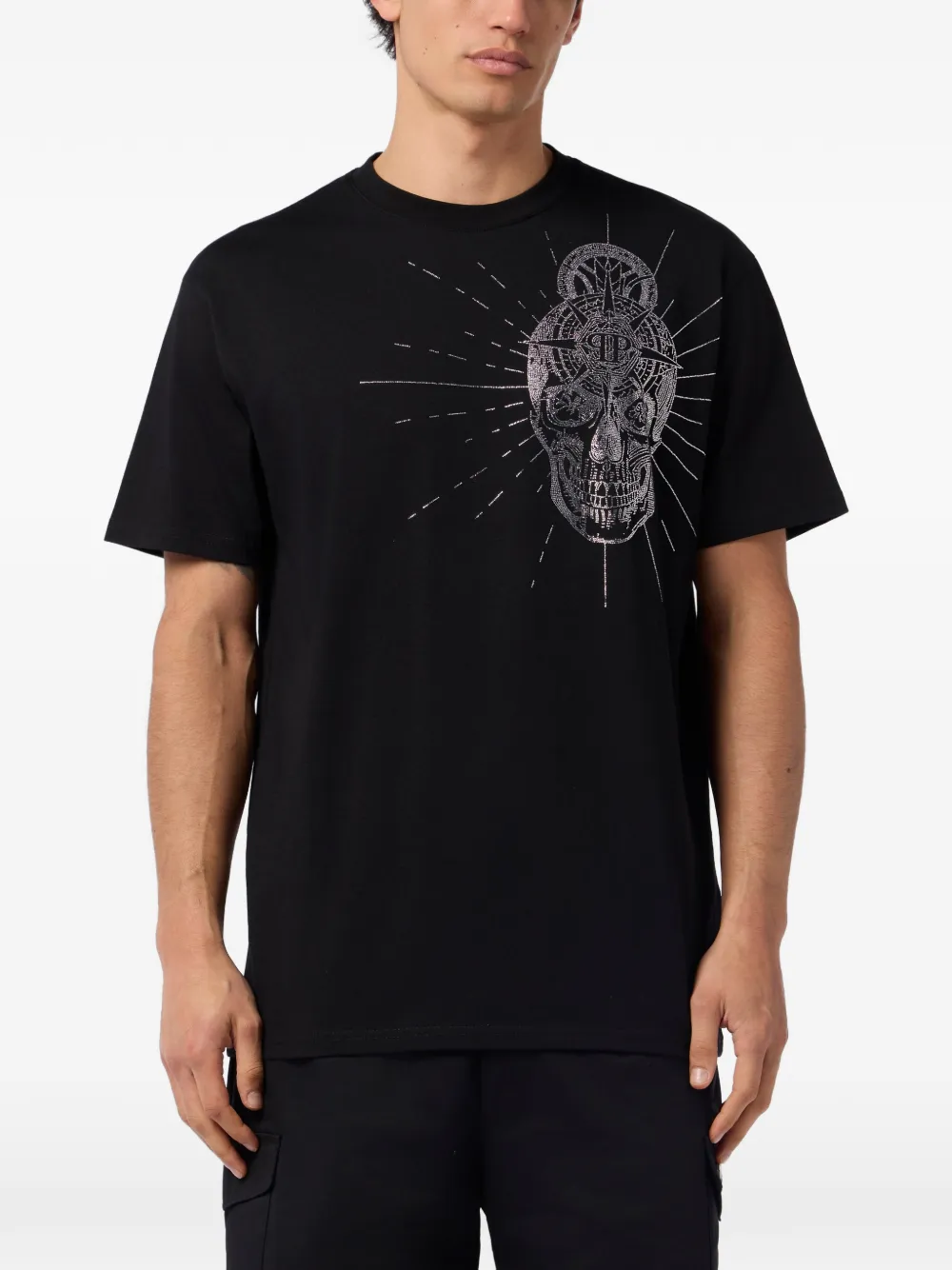 Philipp Plein rhinestone-skull T-shirt - Zwart