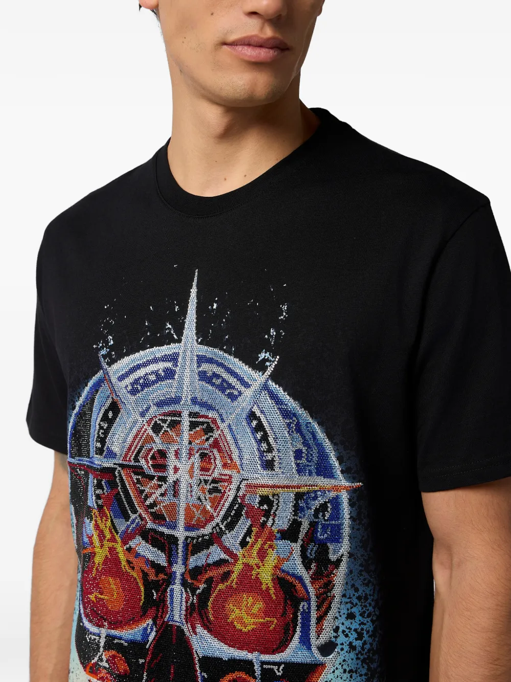 Philipp Plein T-shirt met doodskop van stras Zwart