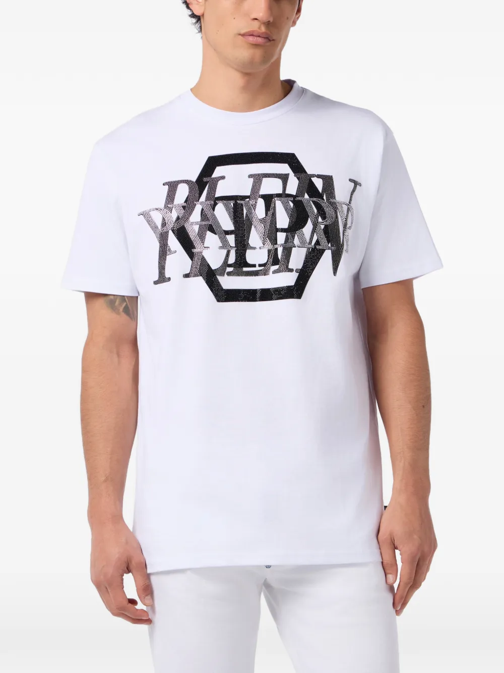 Philipp Plein logo round-neck T-shirt - Wit