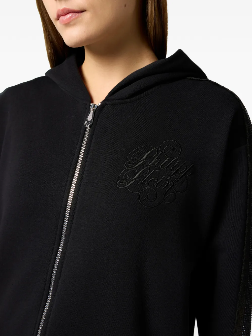 Philipp Plein Hoodie met logodetail Zwart