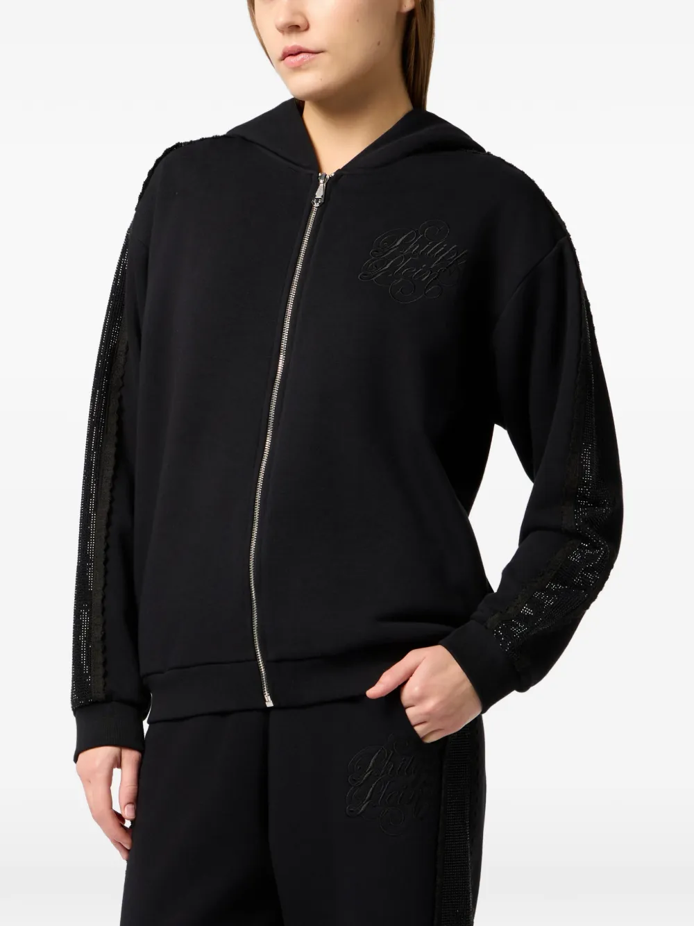 Philipp Plein logo-detail hoodie - Zwart