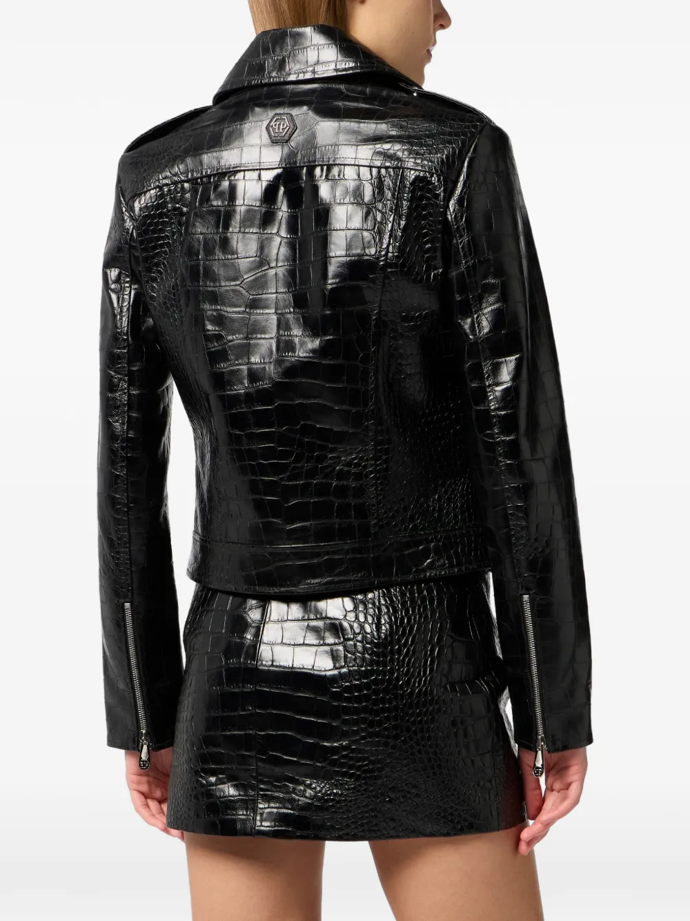  Philipp Plein Croc-print Zip-up Jacket - Black 