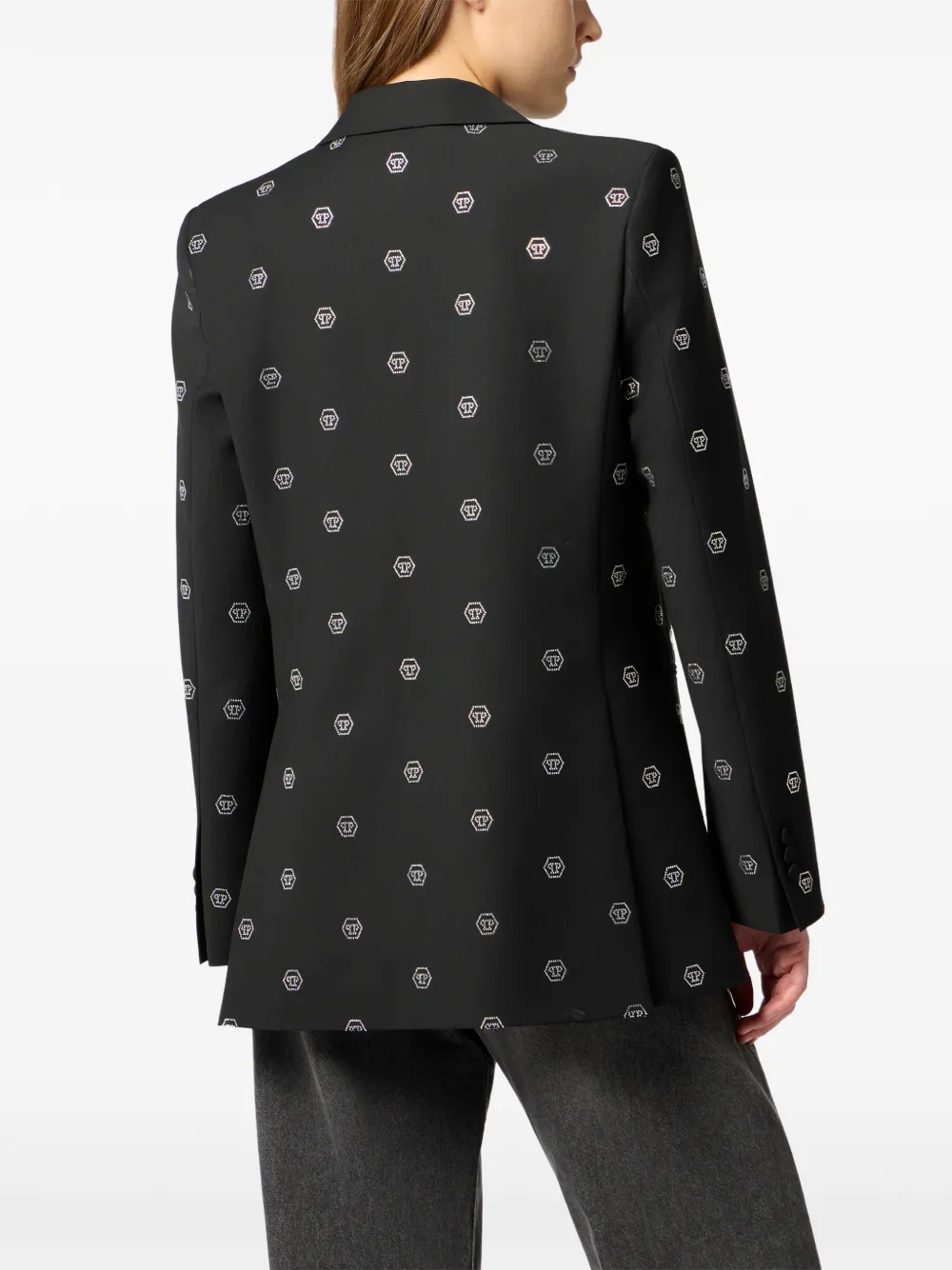 Philipp Plein Blazer met monogram van stras Zwart