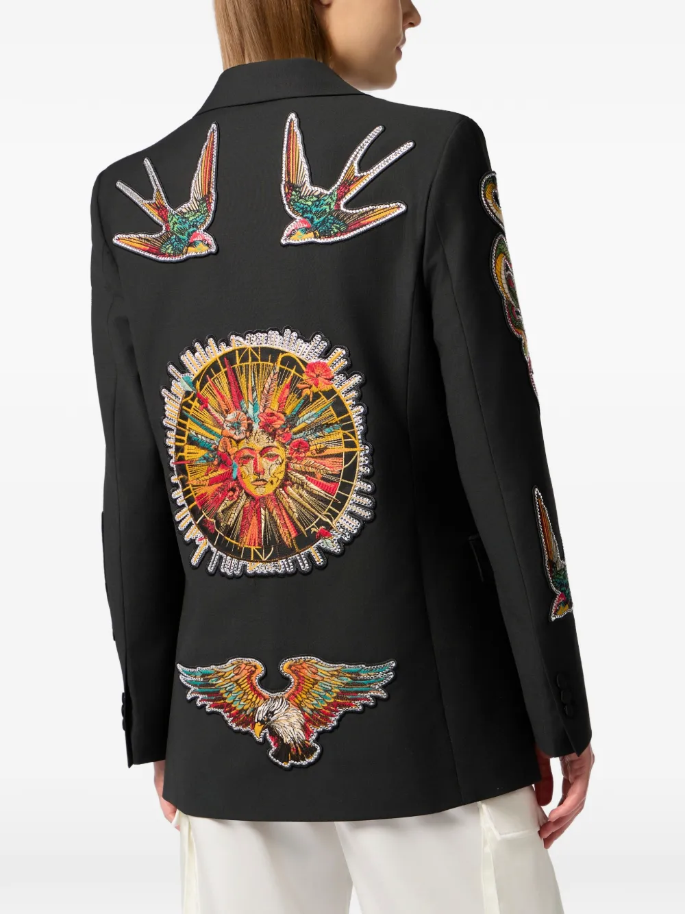 Philipp Plein Blazer met borduurwerk en knopen Zwart