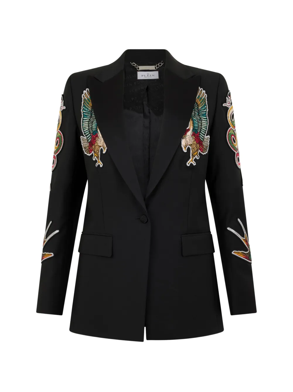 Philipp Plein buttoned embroidered blazer - Black