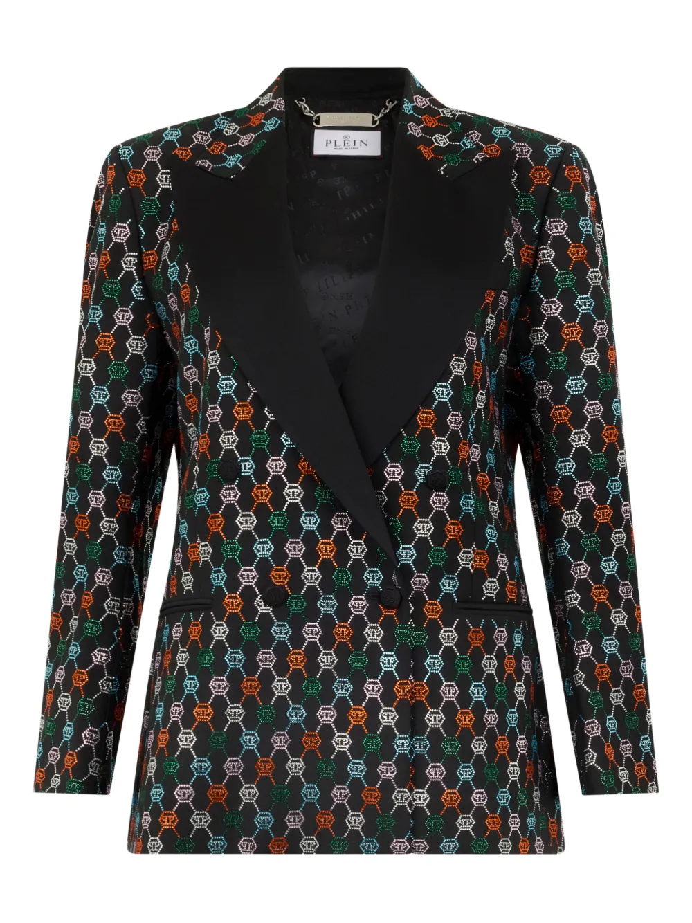 Philipp Plein monogram-strass single-breasted blazer - Nero