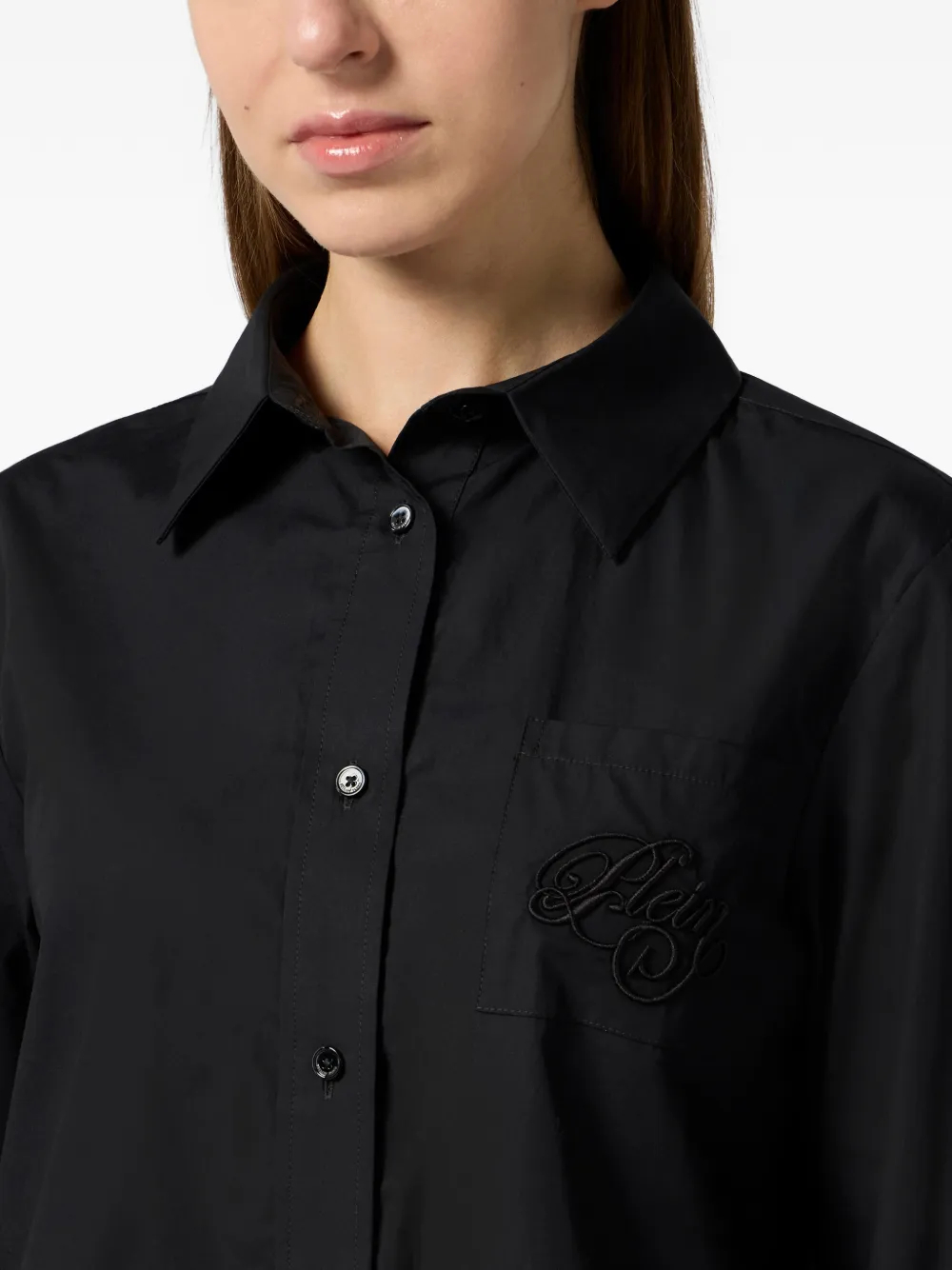 Philipp Plein Cropped blouse met geborduurd kant Zwart