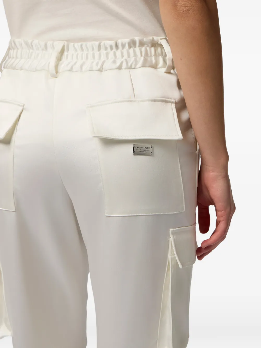 Philipp Plein Cargo broek met opgestikte zak en trekkoord Beige