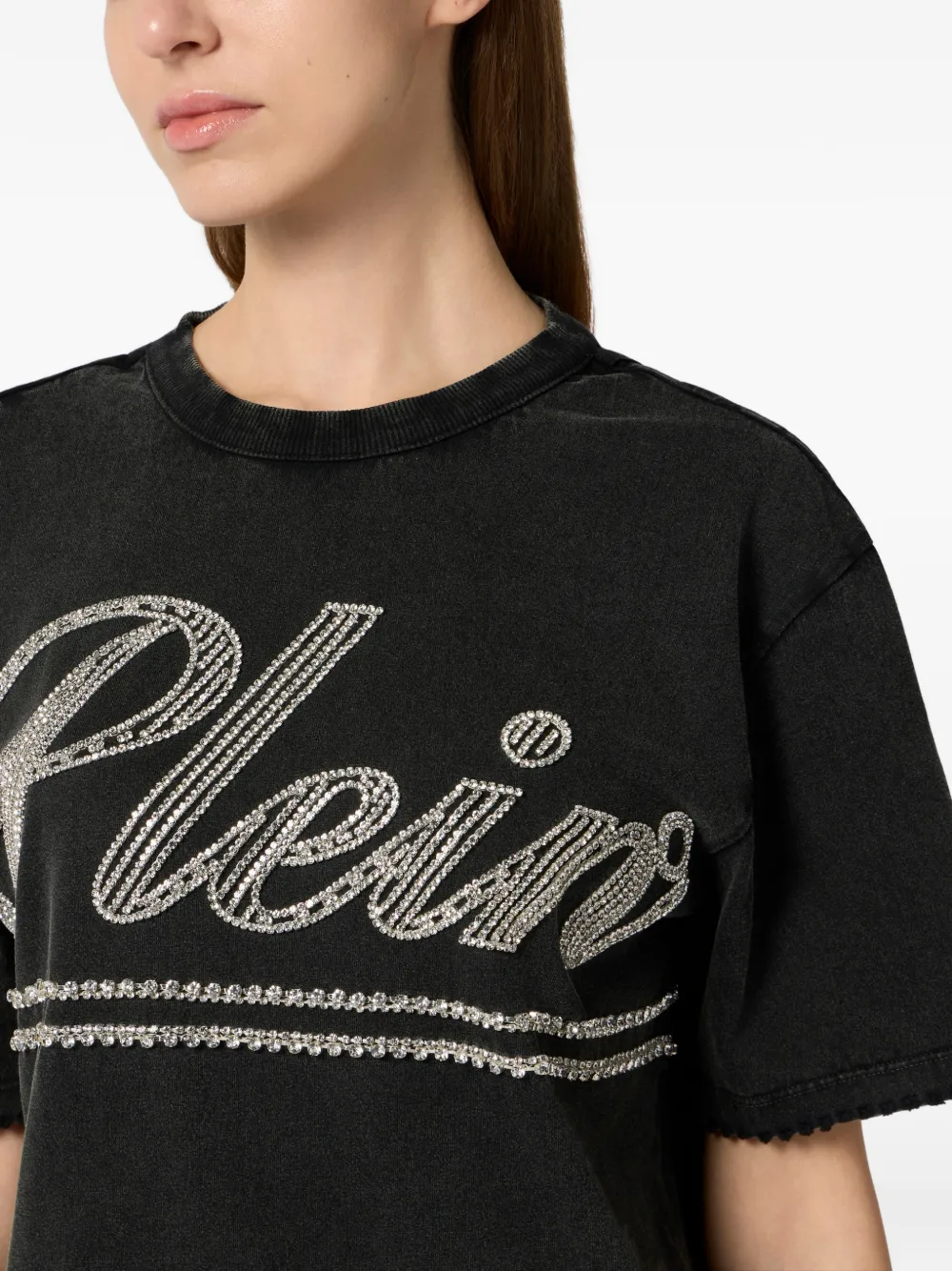 Philipp Plein Mini-jurk verfraaid met stras en open achterkant Zwart