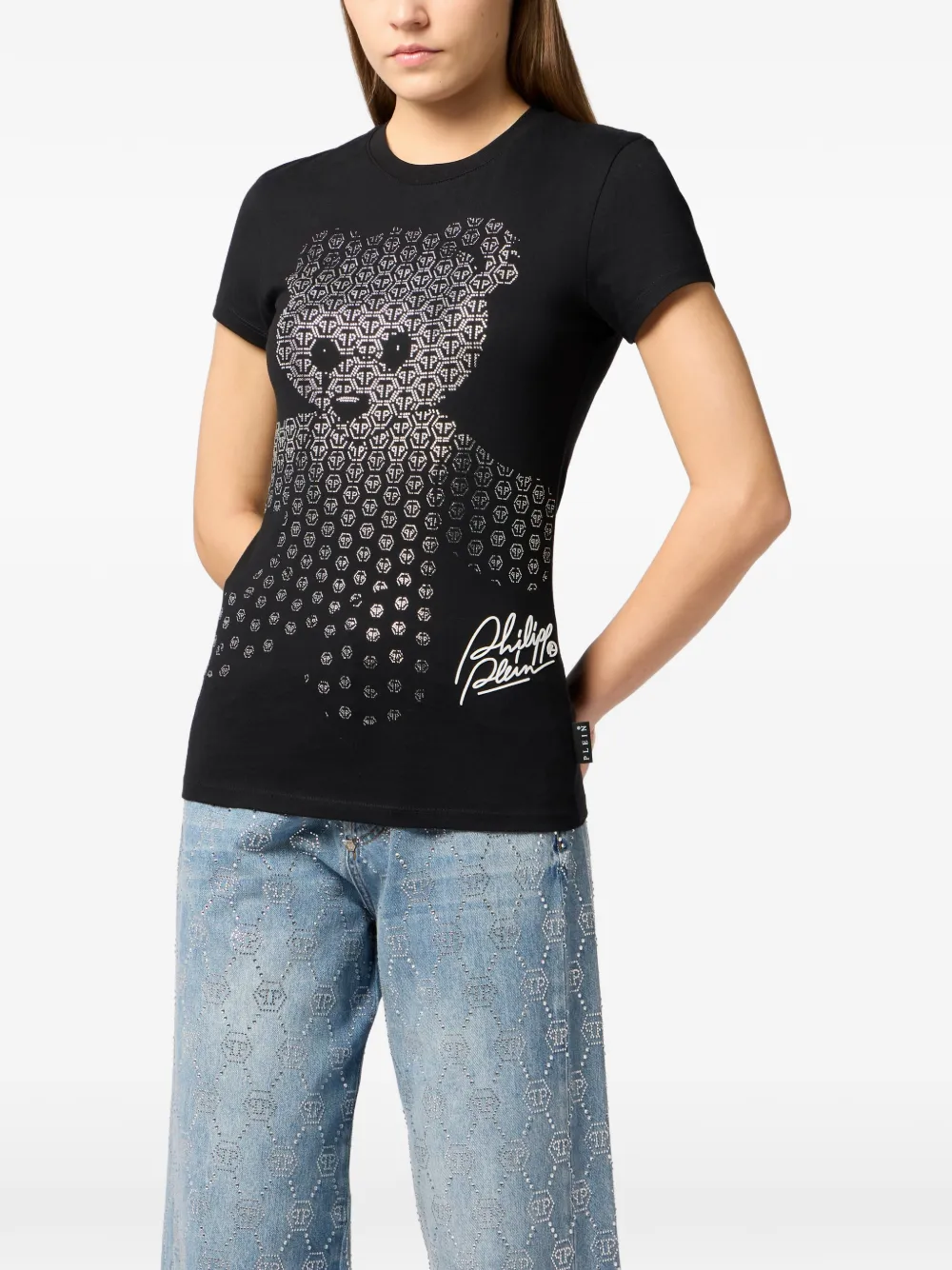 Philipp Plein Teddybeer T-shirt met logodetail Zwart