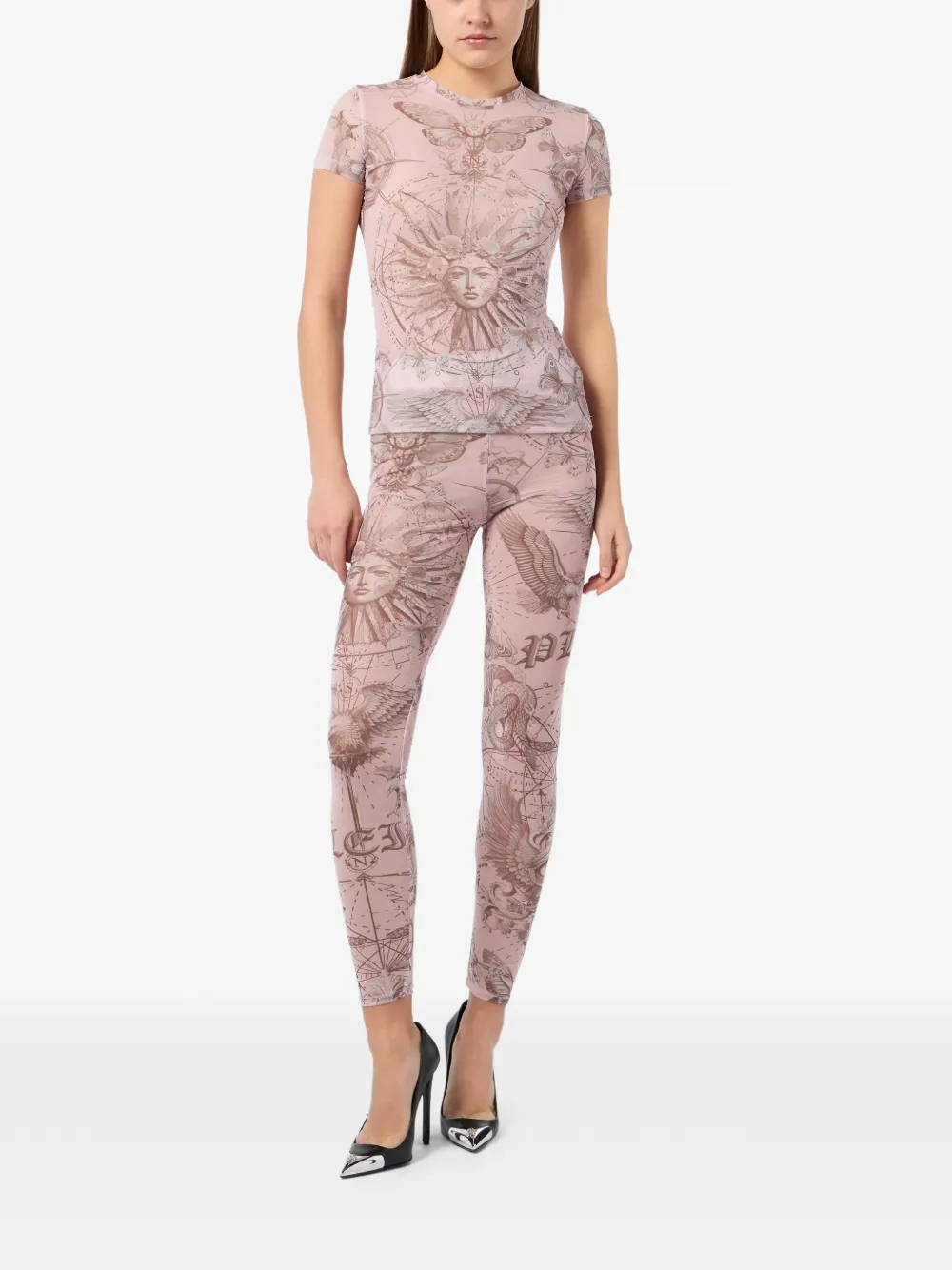  Philipp Plein Camiseta Estampada - Rosa 