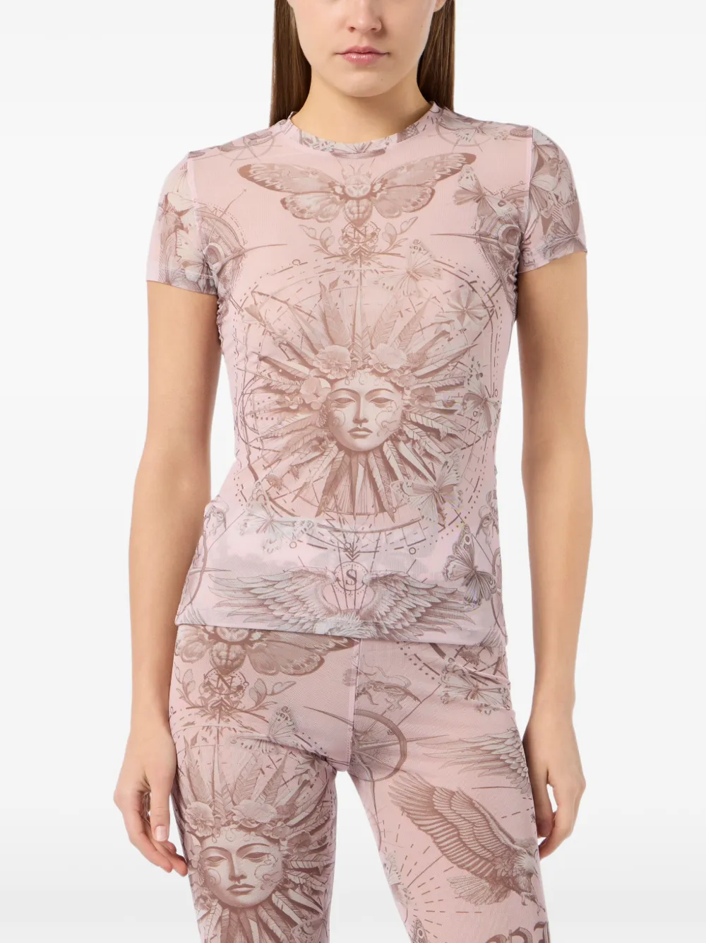  Philipp Plein Camiseta Estampada - Rosa 
