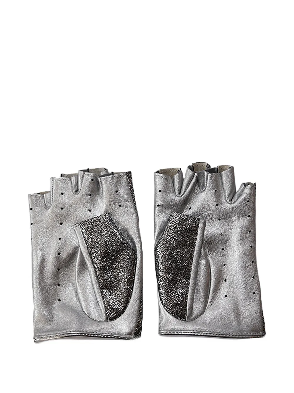 Pre-owned Chanel Leather Gloves In Silver
