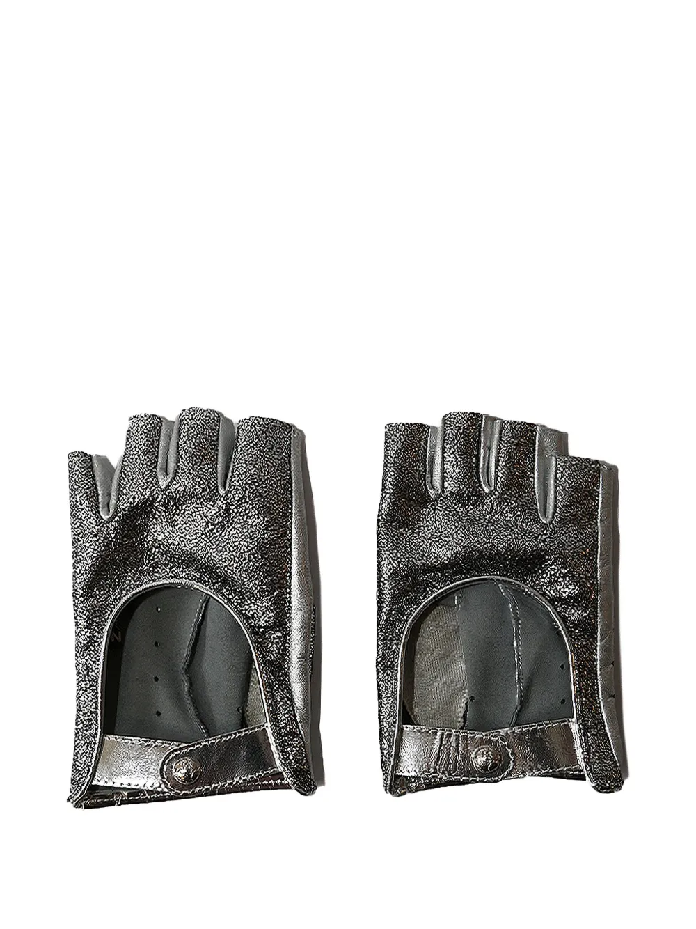 Pre-owned Chanel Leather Gloves In Silver