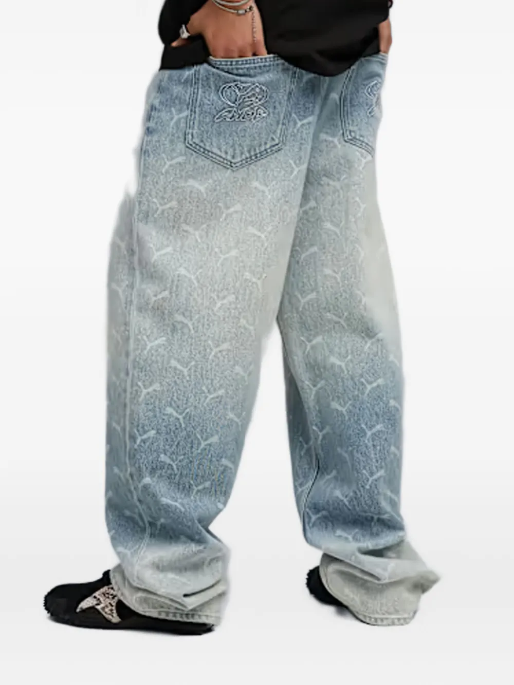 PUMA x A$AP Rocky jeans met monogram Blauw