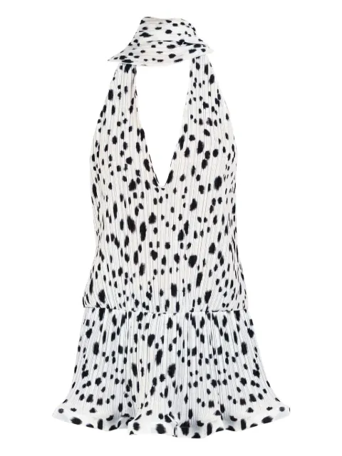 Rowen Rose dalmatian-pattern pleated dress