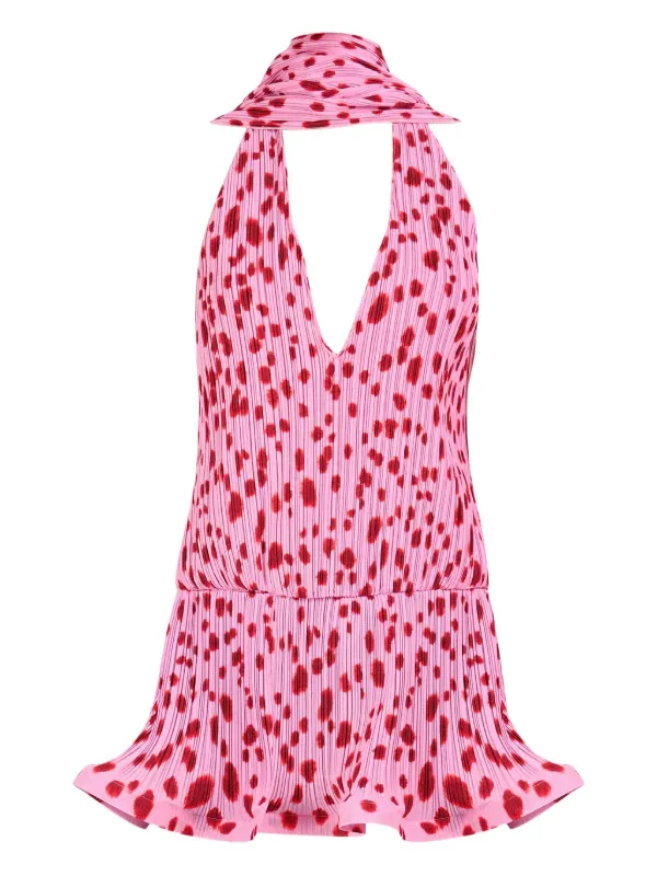 rowen rose pink dress Rowen Rose Floral-lace Polo-collar Dress