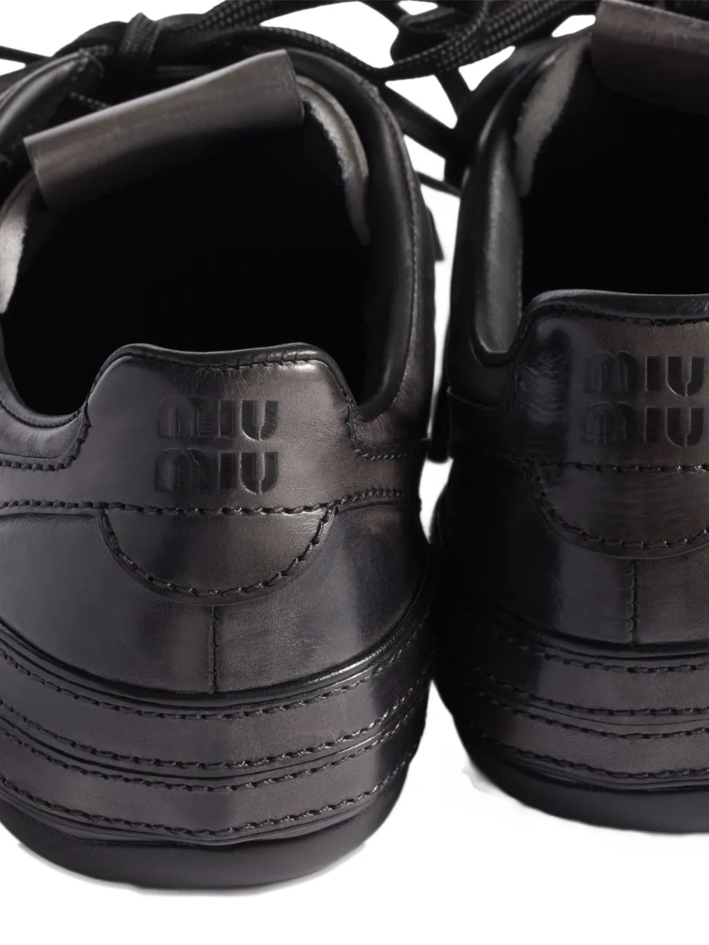 Miu Miu Buckle-strap Leather Sneakers In Black