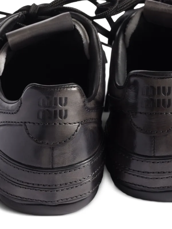 Miu Miu Gymnasium レザースニーカー | ブラック | FARFETCH JP