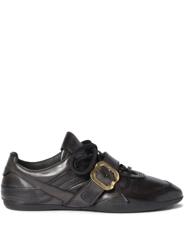 Miu Miu Gymnasium レザースニーカー | ブラック | FARFETCH JP