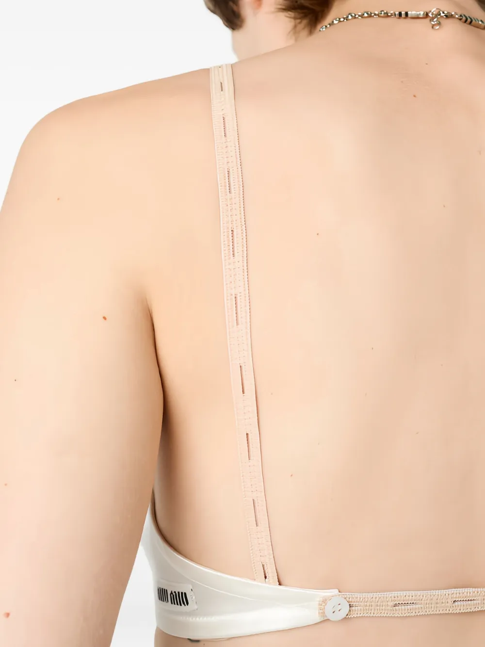  Miu Miu Logo-patch Satin Bra - White 