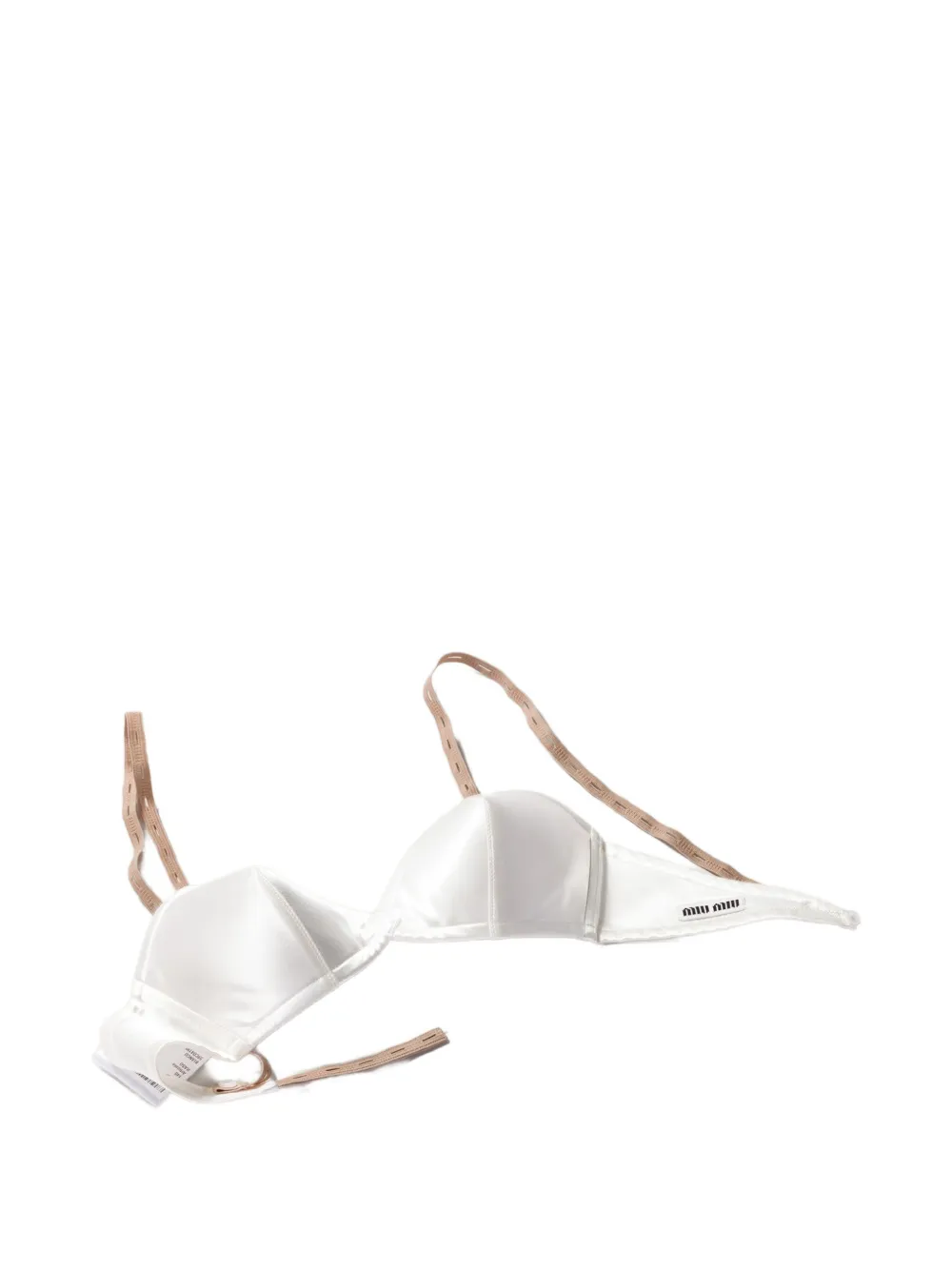 Miu Miu BH aus Satin mit Logo-Patch - Weiß