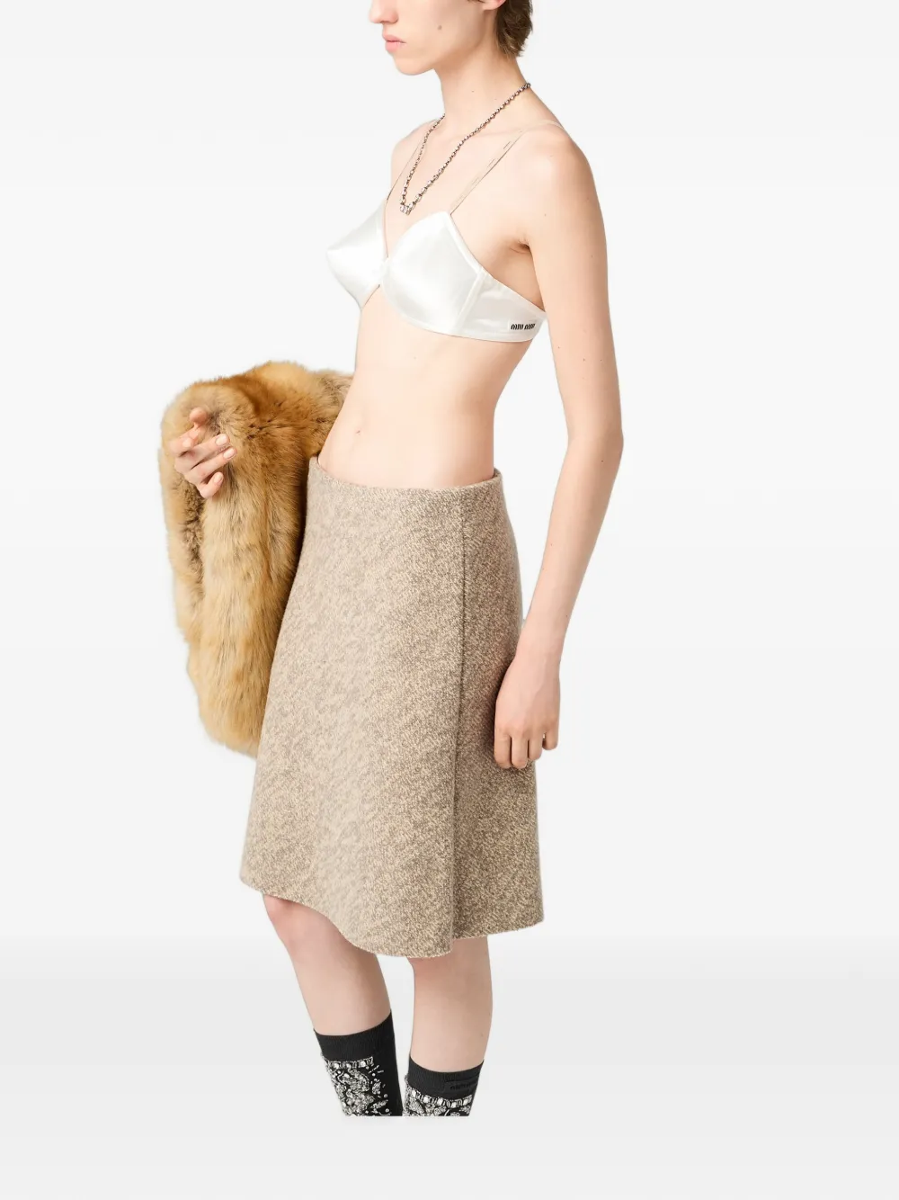 Miu Satijnen bh met logopatch Wit