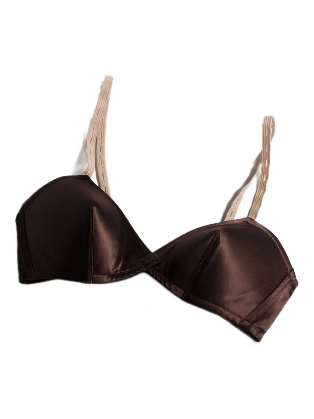 Miu Miu logo-patch satin bra | Brown | Image 1