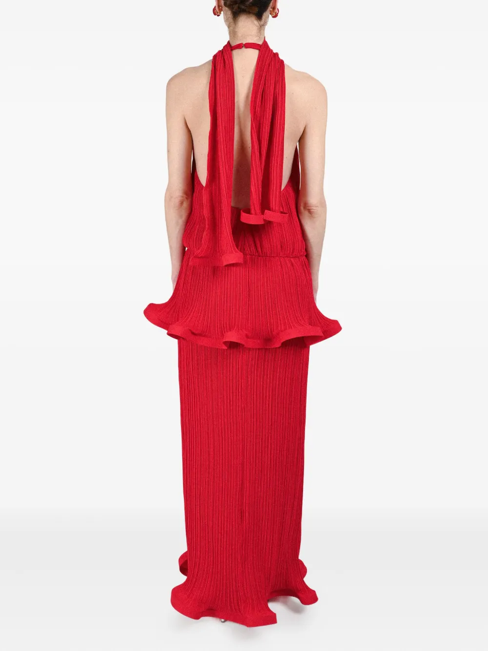 Rowen Rose Pleated Plunging-neck Dress In Red