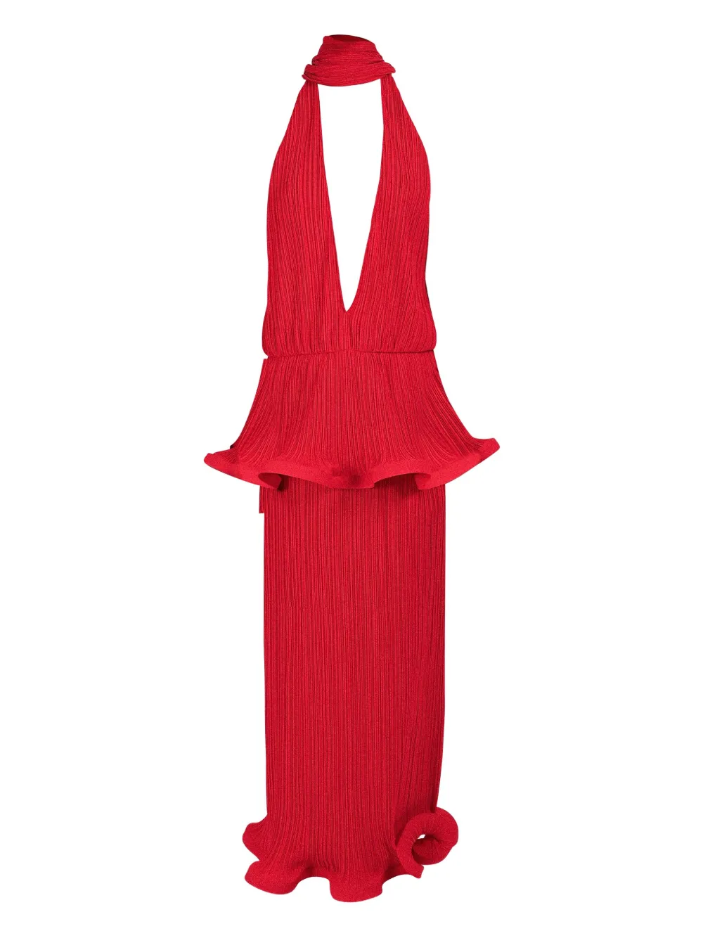 Rowen Rose robe plissée à col plongeant | rouge | Image 1