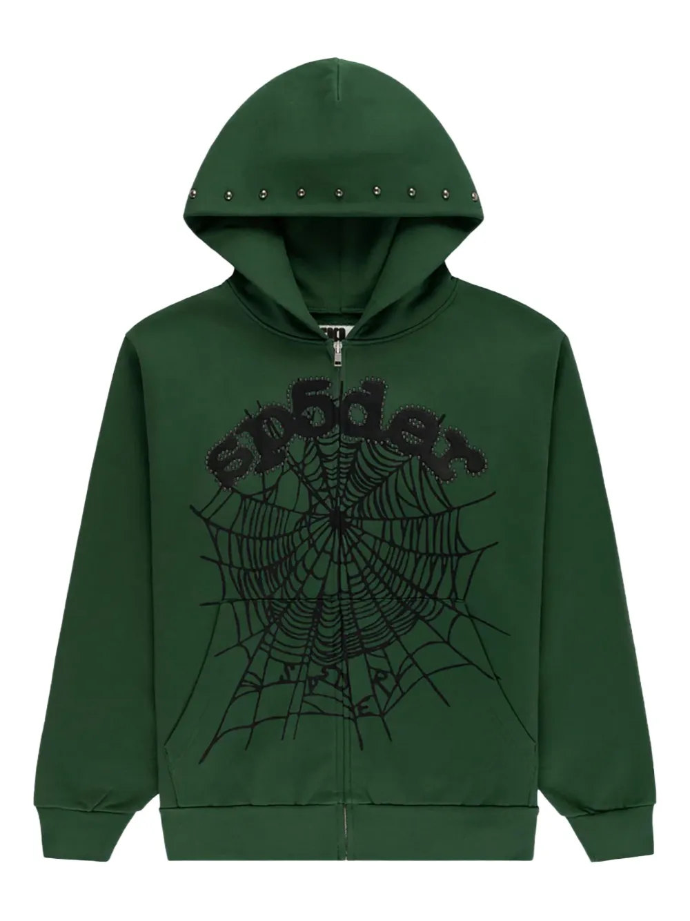 SP5DER OG Web Studded hoodie | Green | Image 1
