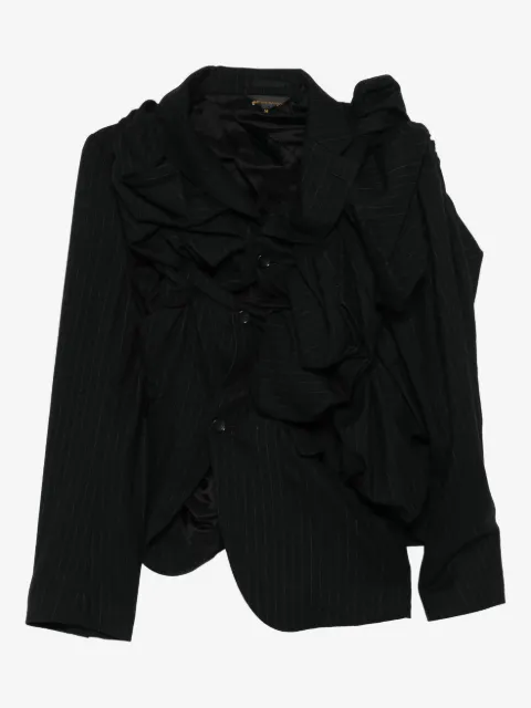 Comme Des Garçons blazer con motivo de rayas diplomáticas y volantes