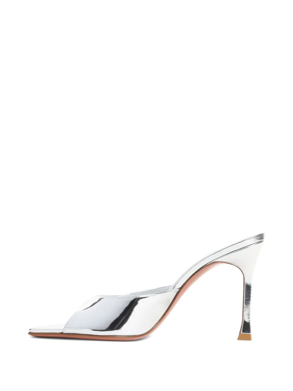 Amina Muaddi Silver Leather Alexa 95 Slippers In Silver