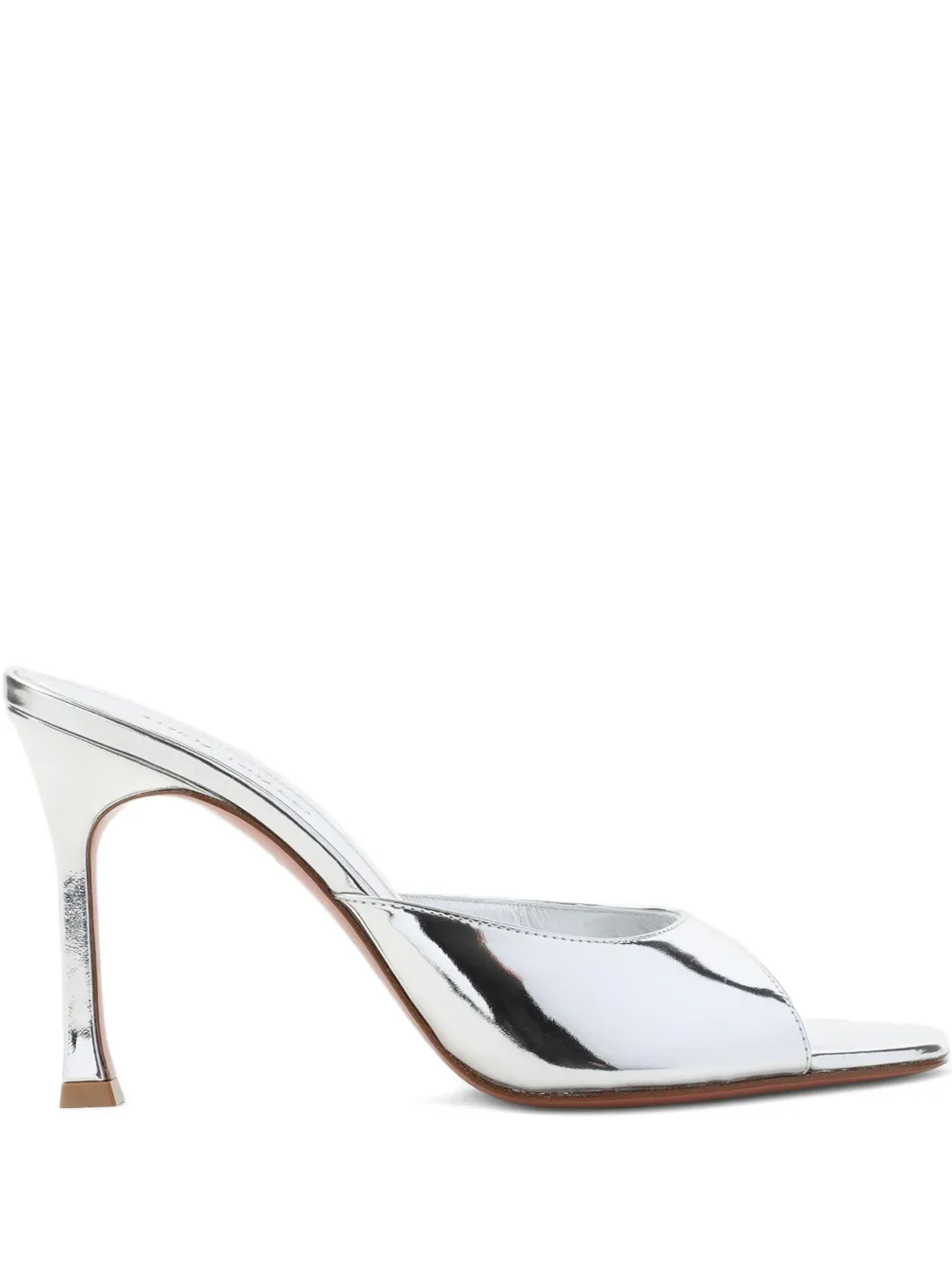 Amina Muaddi Silver Leather Alexa 95 Slippers In Silver