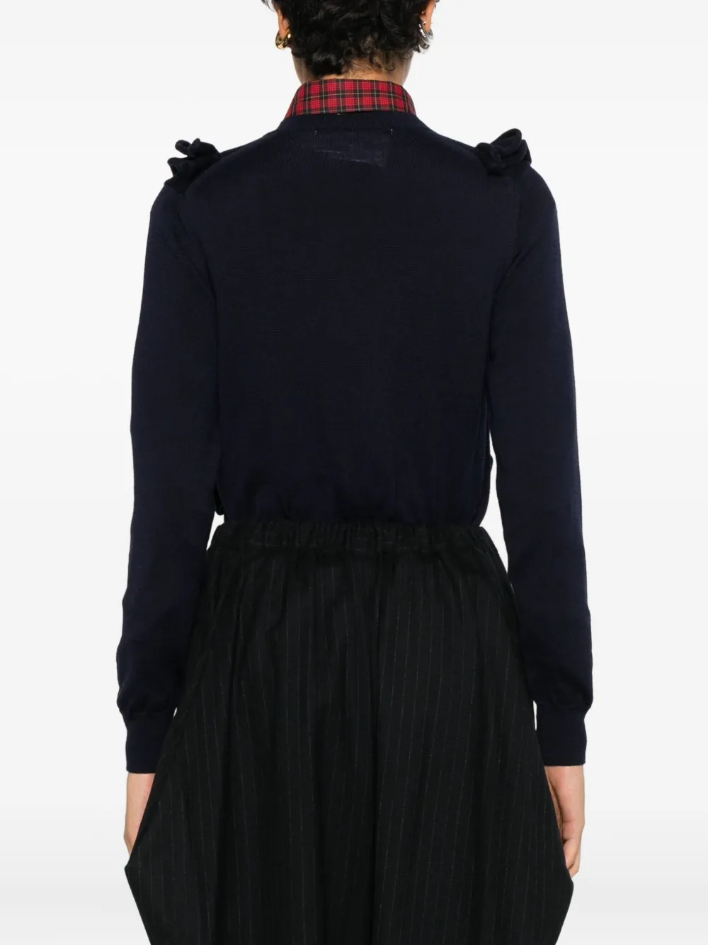 Comme Des Garçons Pinstripe Cropped Trousers In Black