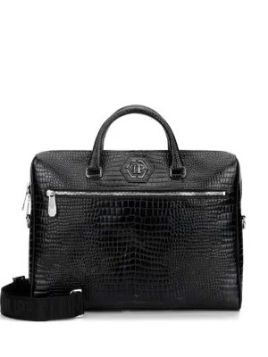 Burberry Pasta De Couro Com Estampa Check | Preto | FARFETCH BR