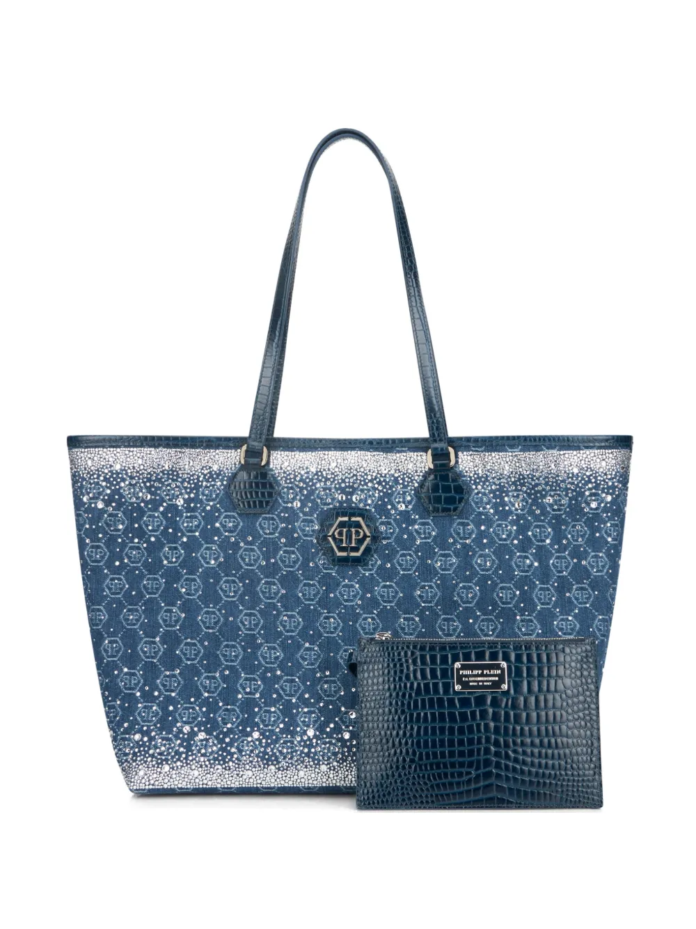 Philipp Plein Shopper met logo Blauw
