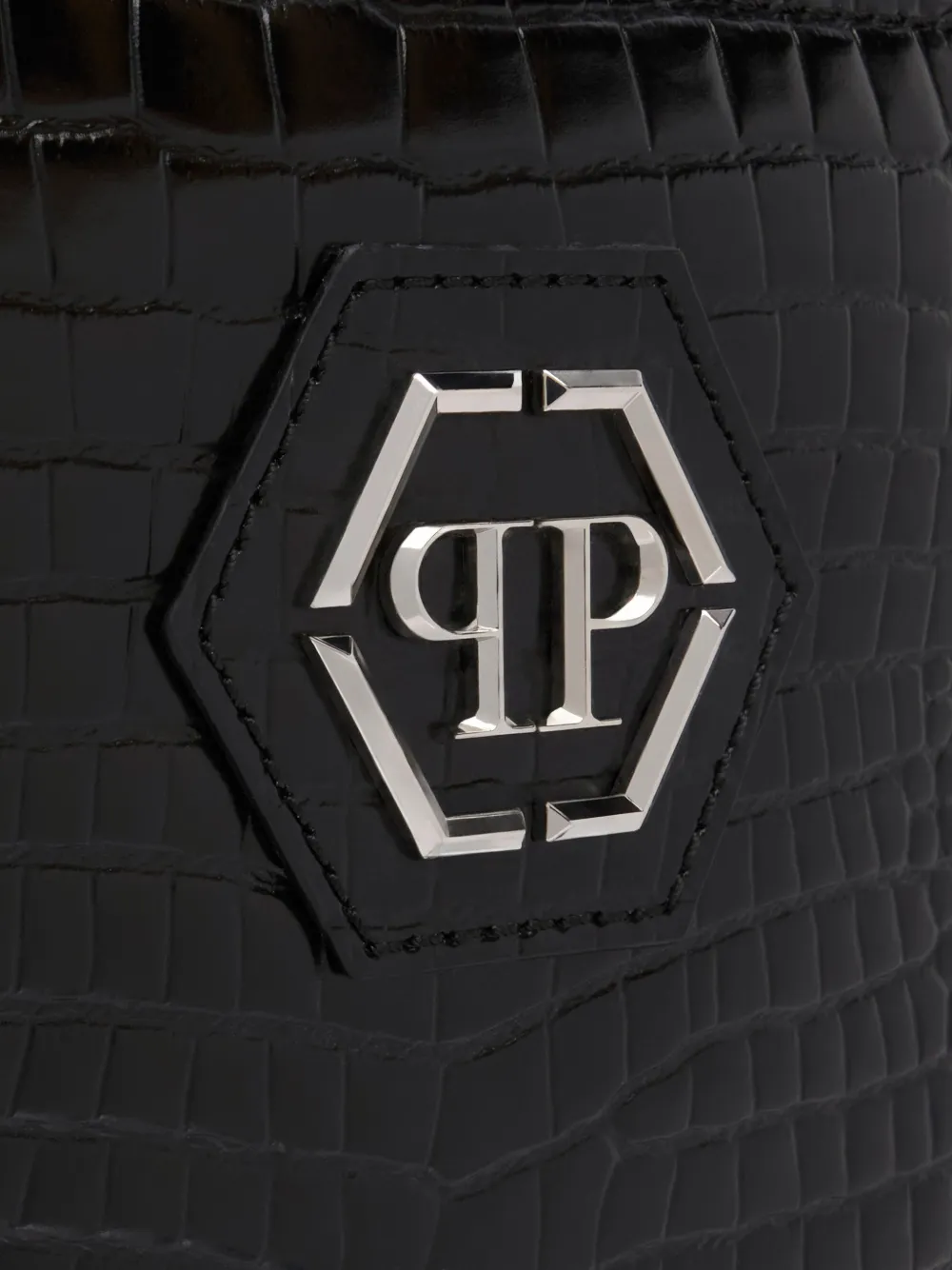 Philipp Plein Crossbodytas met krokodillenprint en logopatch Zwart