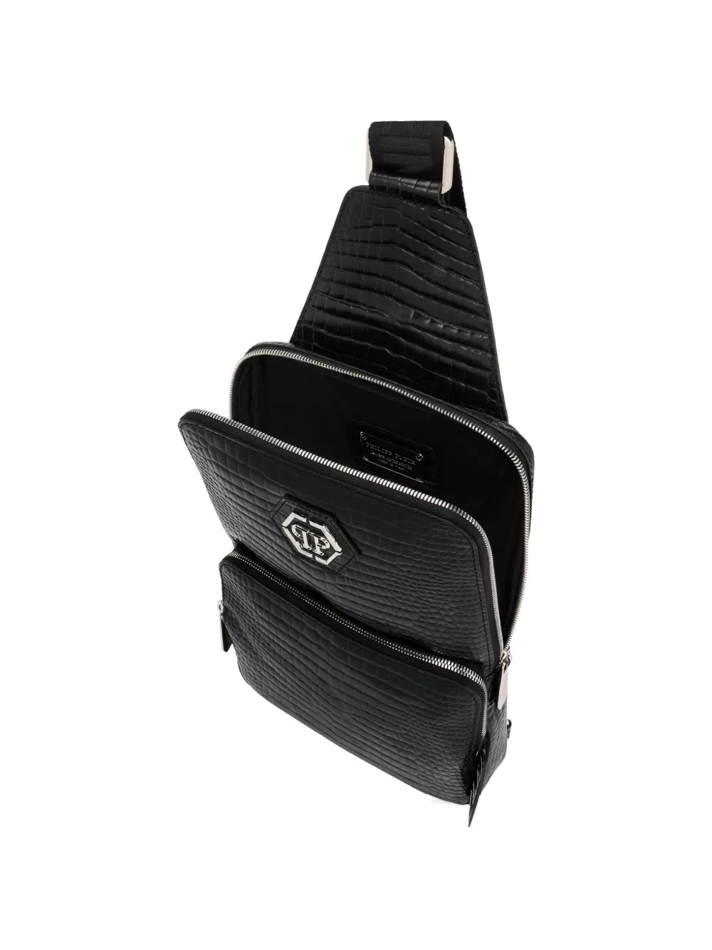 Philipp Plein Crossbodytas met krokodillenprint en logopatch Zwart
